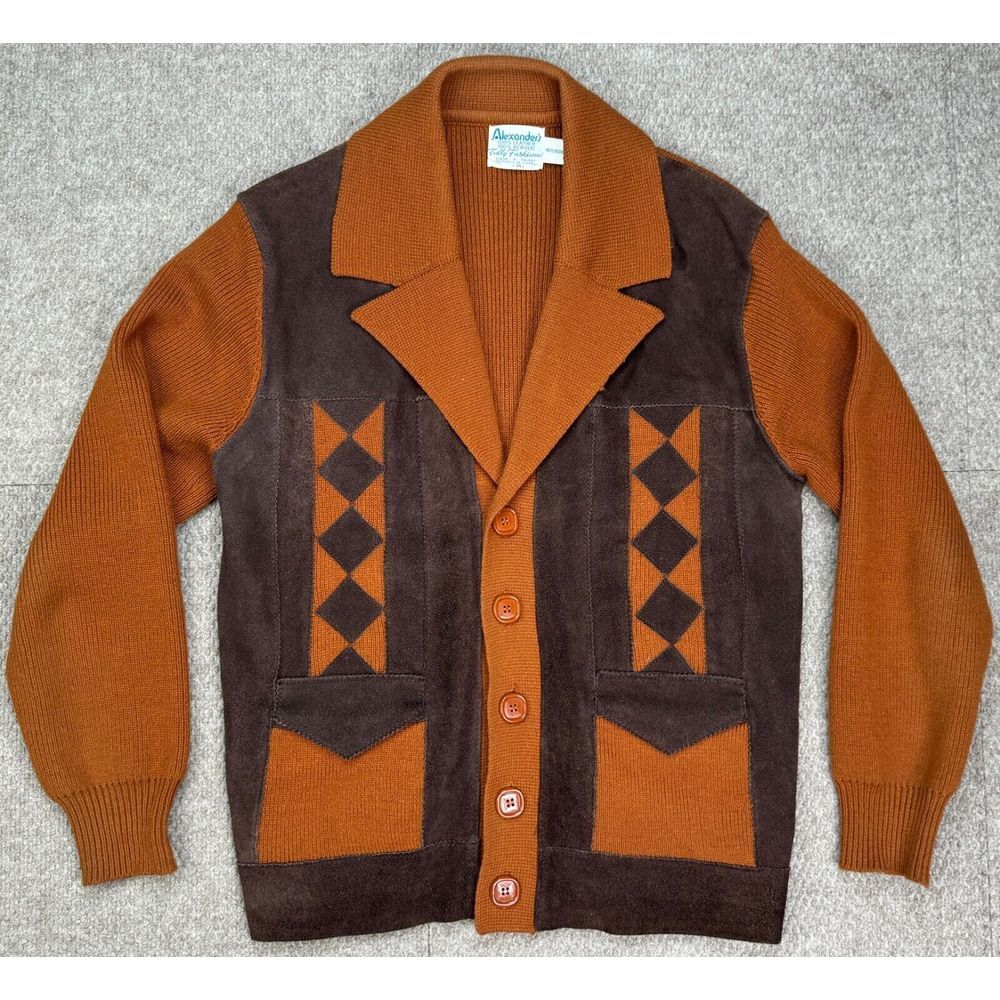 Alexander's Fully Fashioned Vtg Women's Half‎ Leather Cadigan Size Medium